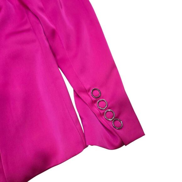 Nova Luxe Blazer Women's Medium‎ Hot Pink Long Sleeve Notch Lapel O-Ring Detail - Picture 6 of 8